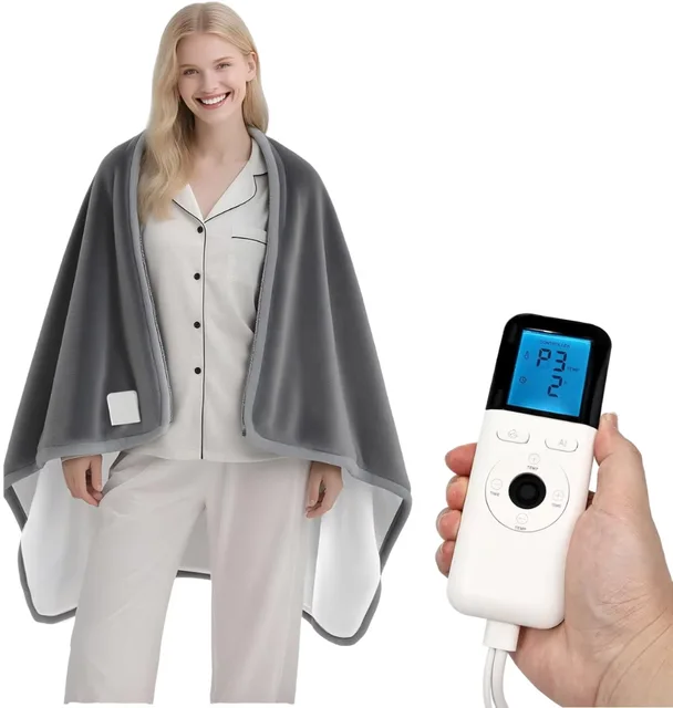 Wearable heated blanket with cover