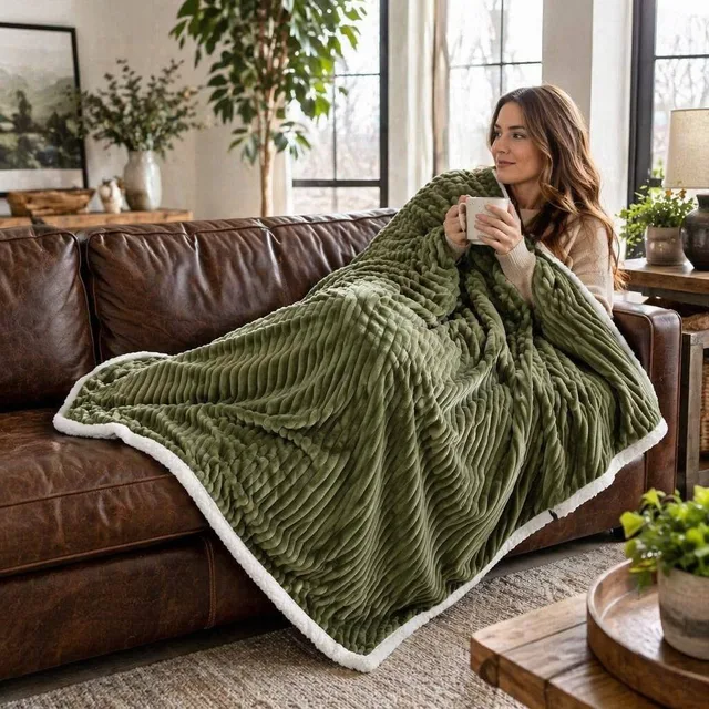 Single-sided flannel heated throw
