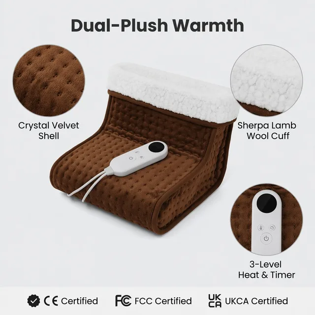 Brown flannel and sherpa foot warmer